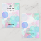 ピンクモダンブルー気泡イヤリング表示カード 名刺 (正面/裏面)