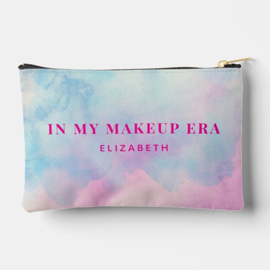 ピンクモダンブルー絞り染めメイクアップ期パーソナライズされた アクセサリーポーチ (裏面)