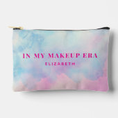 ピンクモダンブルー絞り染めメイクアップ期パーソナライズされた アクセサリーポーチ (正面)