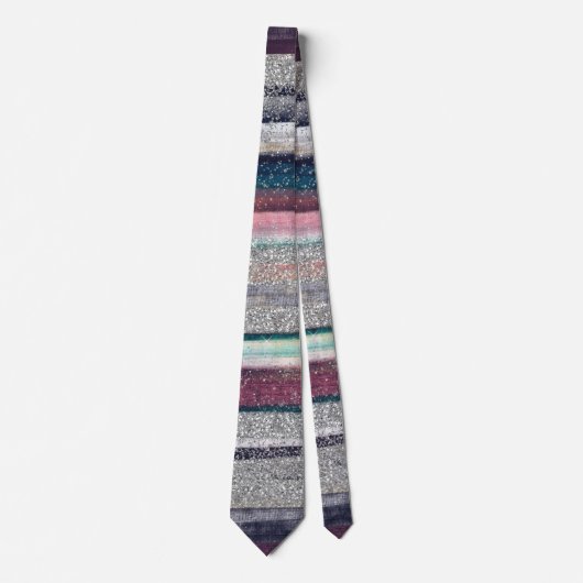 ピンクモダンブルー金ゴールドグリッターブラシストロ絵を描ーク ネクタイ (正面)
