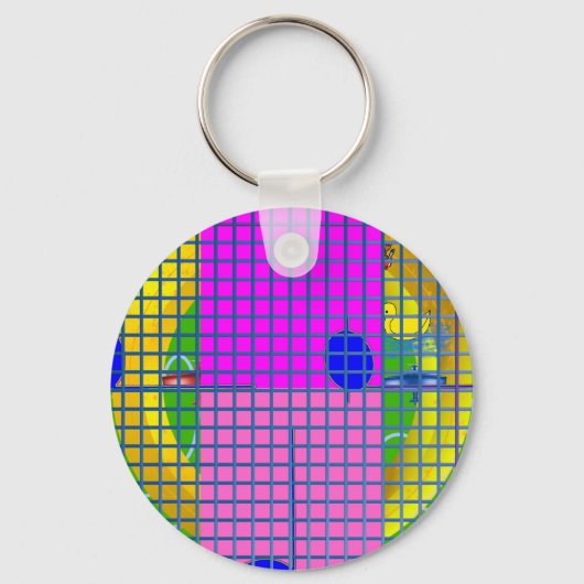 ピンクモダンブロック キーホルダー (正面)