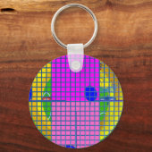 ピンクモダンブロック キーホルダー (正面)