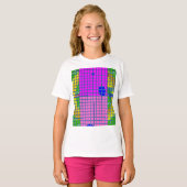 ピンクモダンブロック Tシャツ (正面フル)