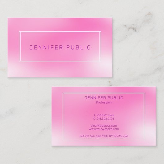 ピンクモダンプエレガントパープルクリエイティブデザイントレンディー 名刺 (正面/裏面)