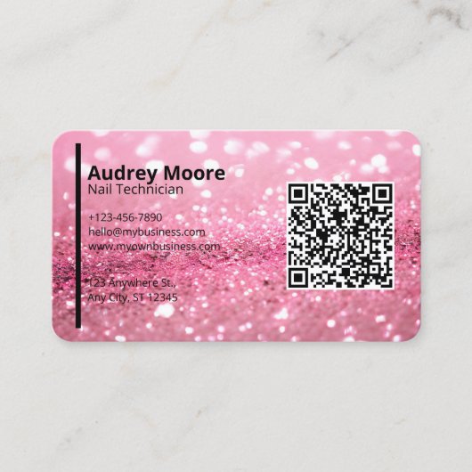 ピンクモダンプロフェッショナルネイリストテンプレート 名刺 (正面)