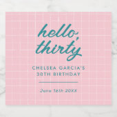 ピンクモダンプールパーティー誕生日 スパークリングワインラベル (シングルラベル)