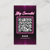 ピンクモダンヘアサロンQrコードソーシャルメディア 名刺 (裏面)