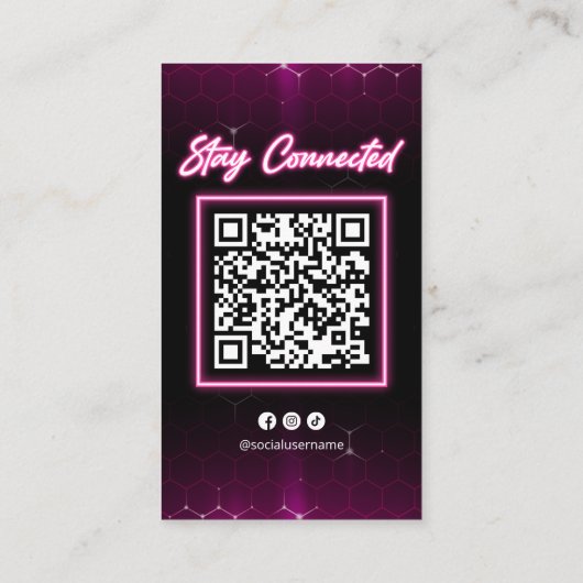 ピンクモダンヘアサロンQrコードソーシャルメディア 名刺 (裏面)