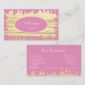 ピンクモダンベージュテクスチャプリント爪、 ネイルスタジオ爪、 ネイル 名刺 (正面/裏面)