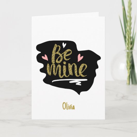 ピンクモダンベ鉱山バレンタインデーのカップル休日 シーズンカード (正面)