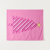 ピンクモダンペパーミントのクリスマスツストライプリー タペストリー (正面(横))