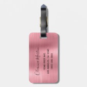 ピンクモダンホイル銀グラデーショングリッターモノグラム ラゲッジタグ (裏面縦)