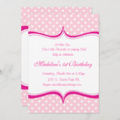 ピンクモダンホットピンク水玉模様プリンセス招待状 招待状 (正面/裏面)