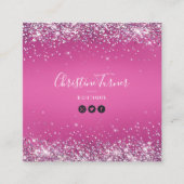 ピンクモダンホロ スクエア名刺 (正面)