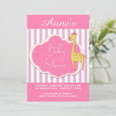 ピンクモダンホワイトストライプ招待状 招待状 (スタンド正面)