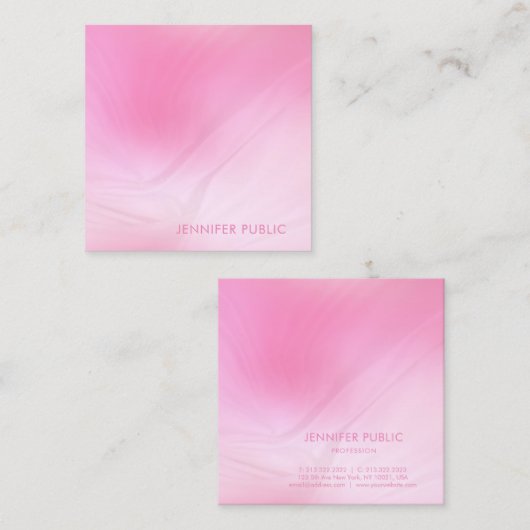 ピンクモダンホワイトテンプレートエレガントプロフェッショナル スクエア名刺 (正面/裏面)