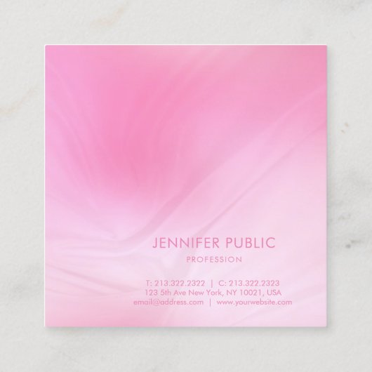 ピンクモダンホワイトテンプレートエレガントプロフェッショナル スクエア名刺 (裏面)