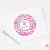 ピンクモダンホワイトパターンモノグラムカスタム ラウンドシール (封筒)