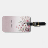 ピンクモダンホワイトフローララゲージタグ ラゲッジタグ (正面横)