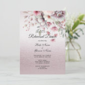 ピンクモダンホワイトフローラリハーサルディナー 招待状 (スタンド正面)