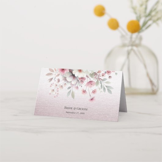 ピンクモダンホワイトフローラ座席表 プレイスカード (裏面)