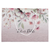 ピンクモダンホワイトフローラ抱き枕 ラージペーパーバッグ (裏面)