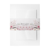 ピンクモダンホワイトフローラ招待状用帯 招待状ベリーバンド (正面例)