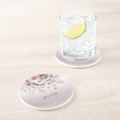 ピンクモダンホワイトフローラ砂岩コースター コースター (側面)