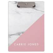 ピンクモダンホワイトマーブルビジネスエレガントミニマル クリップボード (正面)