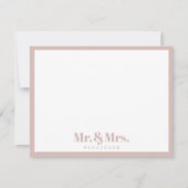 ピンクモダンホワイト夫妻お名前 ノートカード (正面)