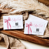 ピンクモダンボウQRコード大学基金卒業 エンクロージャーカード