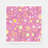 ピンクモダンボタニカルワイルドフラワーフローラナプキン スタンダードランチョンナプキン (正面)