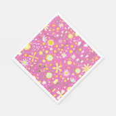 ピンクモダンボタニカルワイルドフラワーフローラナプキン スタンダードランチョンナプキン (角)