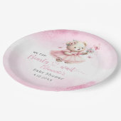 ピンクモダンボホテディベア女の子の赤ちゃんシャワー ペーパープレート (アングル)