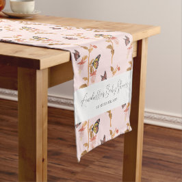 ピンクモダンボホバタフライガールベビーシャワー ショートテーブルランナー