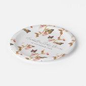 ピンクモダンボホバタフライガールベビーシャワー ペーパープレート (アングル)