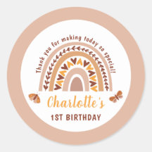 ピンクモダンボホレインボー1歳の誕生日ありがとう