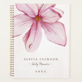 ピンクモダンマグノリア水彩画フェミニン業 プランナー手帳