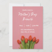 ピンクモダンマザーズデイパーティの招待状 招待状 (正面)