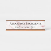 ピンクモダンマーブルミニマルカスタムリスト デスクネームプレート (正面)