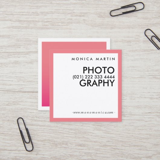 ピンクモダンミニマリストカード スクエア名刺 (正面/裏面インサイチュ)