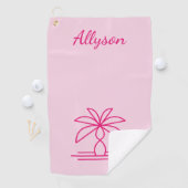 ピンクモダンミニマリストパーソナライズされたヤシ ゴルフタオル (インサイチュ)