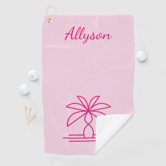 ピンクモダンミニマリストパーソナライズされたヤシ ゴルフタオル (インサイチュ)
