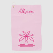 ピンクモダンミニマリストパーソナライズされたヤシ ゴルフタオル (正面)