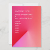 ピンクモダンミニマリスト夏パーティの招待状 (裏面)