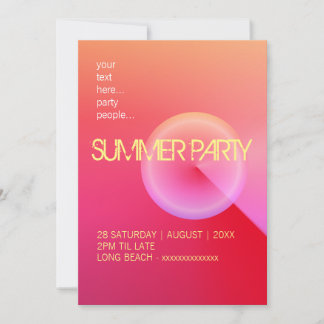 ピンクモダンミニマリスト夏パーティの招待状