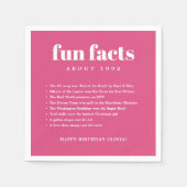 ピンクモダンミニマルおもしろいファクト誕生日年 スタンダードカクテルナプキン (正面)