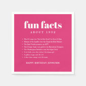 ピンクモダンミニマルおもしろいファクト誕生日年 スタンダードカクテルナプキン (正面)