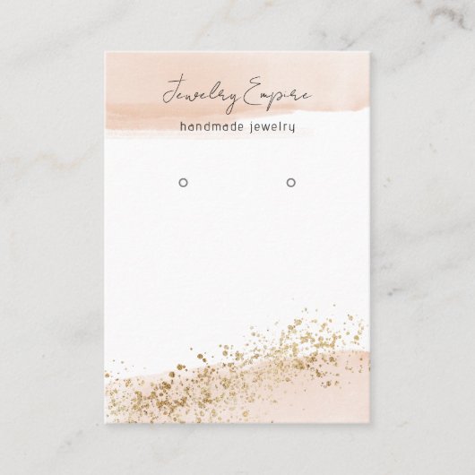 ピンクモダンミニマルと金ゴールドの収入保持者 名刺 (正面)