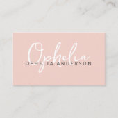 ピンクモダンミニマルのスクリプトボホQRcode 名刺 (正面)